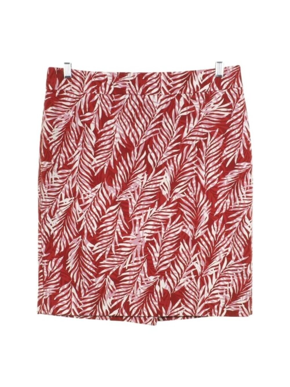Ann Taylor Factory Womens Tropical Leaf Print Skirt Size 12 Red & White